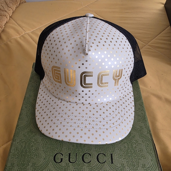 Authentic Gucci White and Gold Star Cap